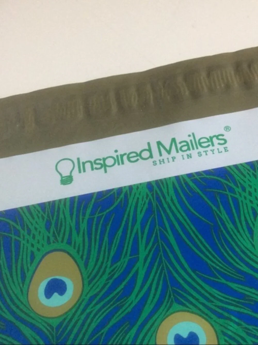 30+ Peacock Print Green Feather Designer Poly Mailers Polymailers Plastic Bags